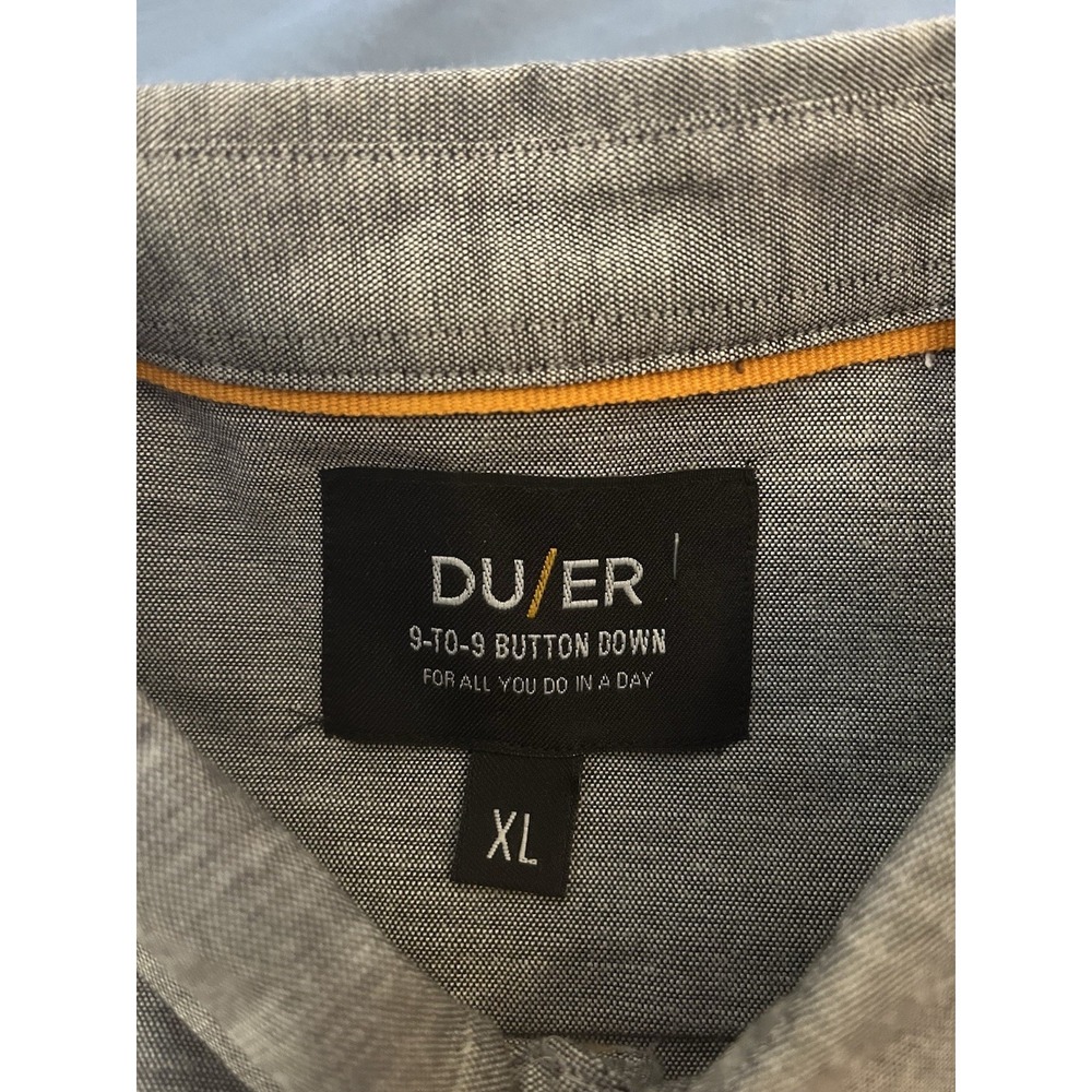 DU/ER 9-to-9 Button Down Shirt Mens XL Gray Performance Oxford Dress Casual - Picture 2 of 7